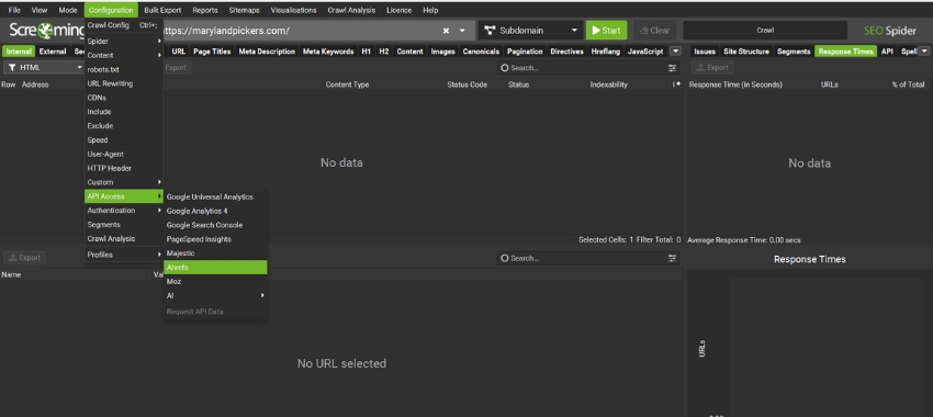 Analytics setup screen showing connected data sources for website content audit reporting and SEO performance tracking.