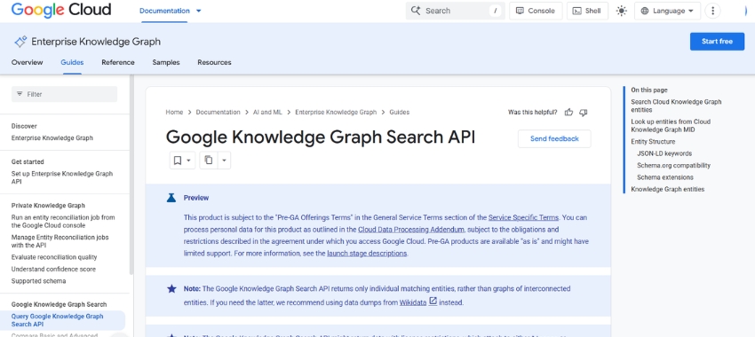 Google Knowledge Graph Search API