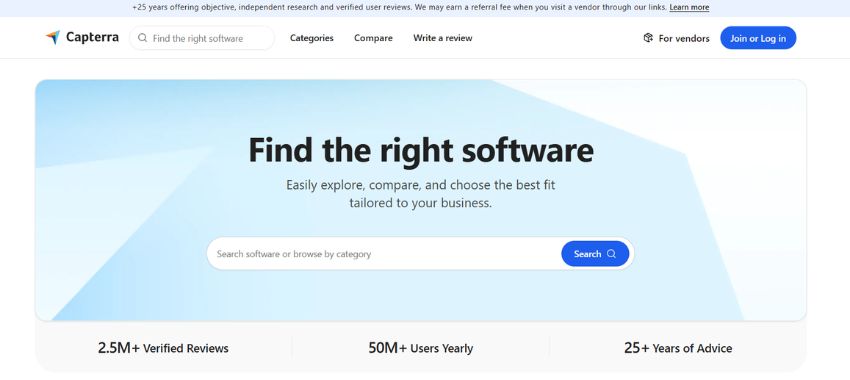 capterra home page